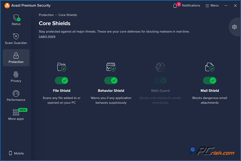 avast escudos en tiempo real Windows