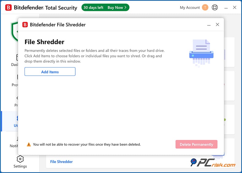 bitdefender trituradora de documentos