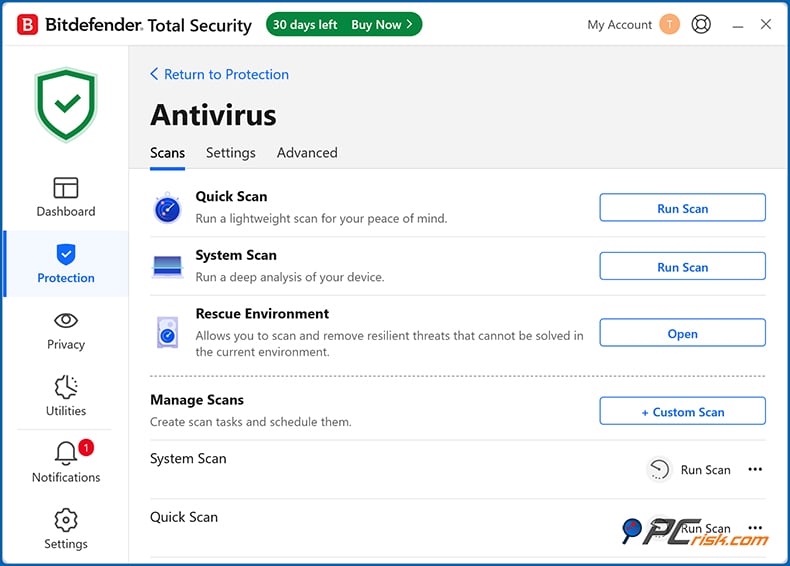 bitdefender escaneo bajo demanda