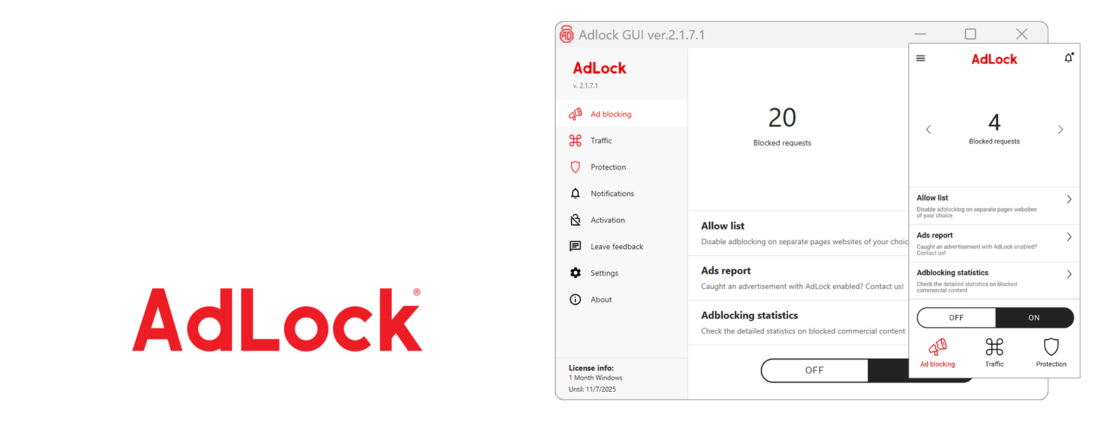 AdLock Encabezado superior del bloqueador de anuncios