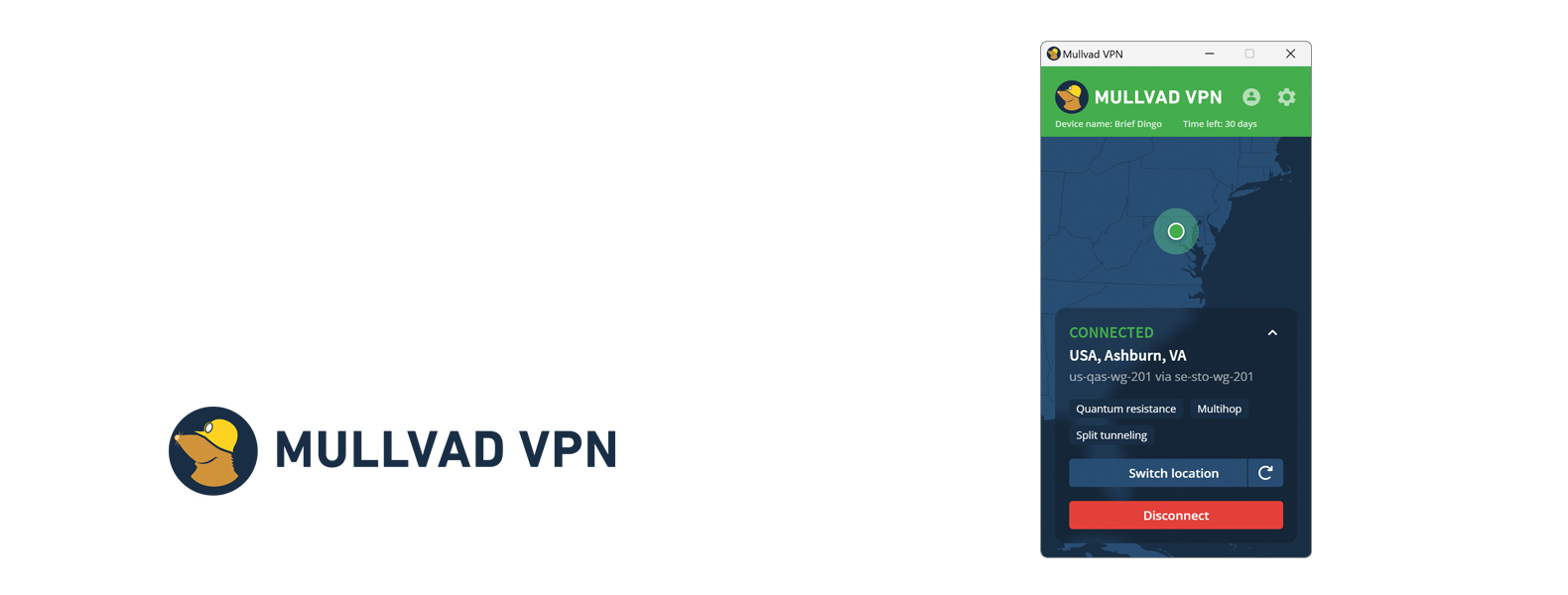 Mullvad Encabezado VPN superior