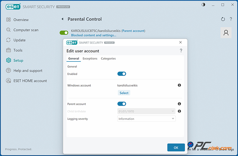 ESET Control parental