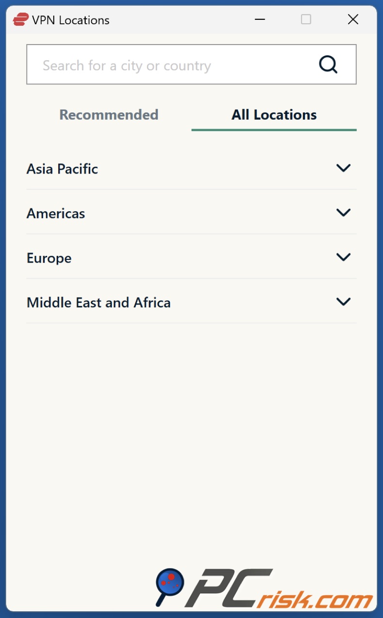 ExpressVPN ubicaciones de los servidores