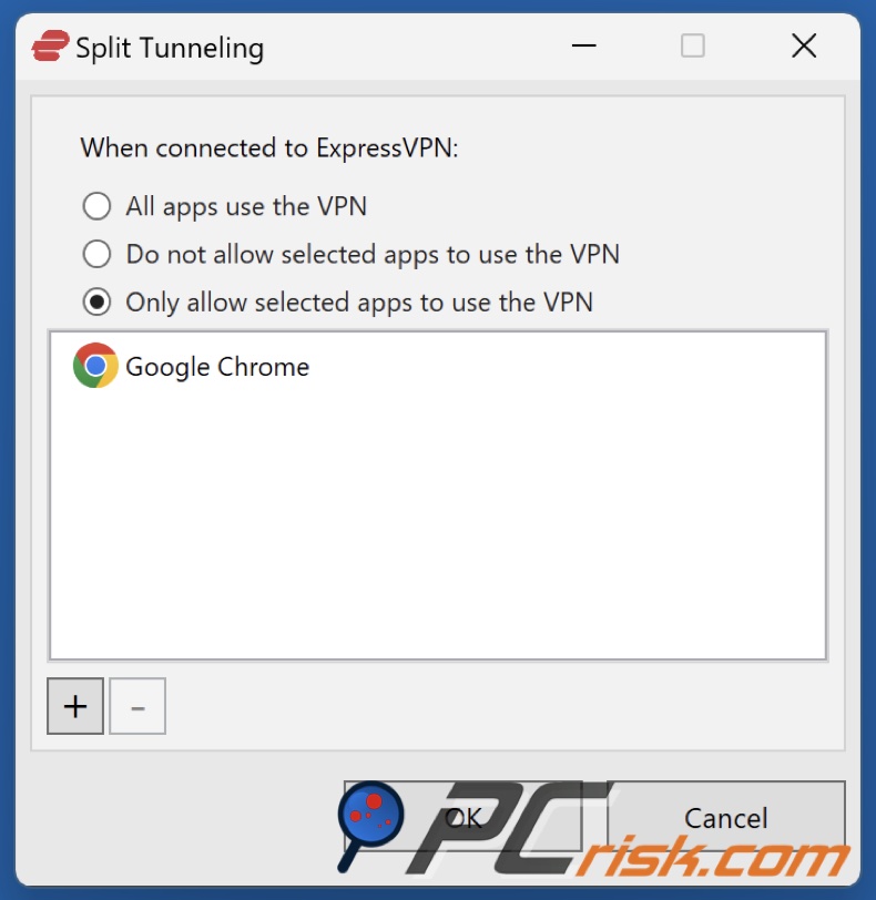 ExpressVPN Túnel dividido
