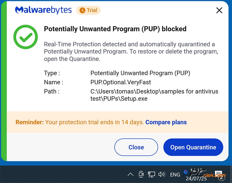 malwarebytes notificaciones