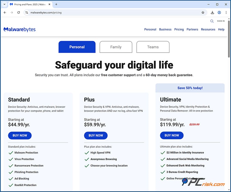 malwarebytes fijación de precios