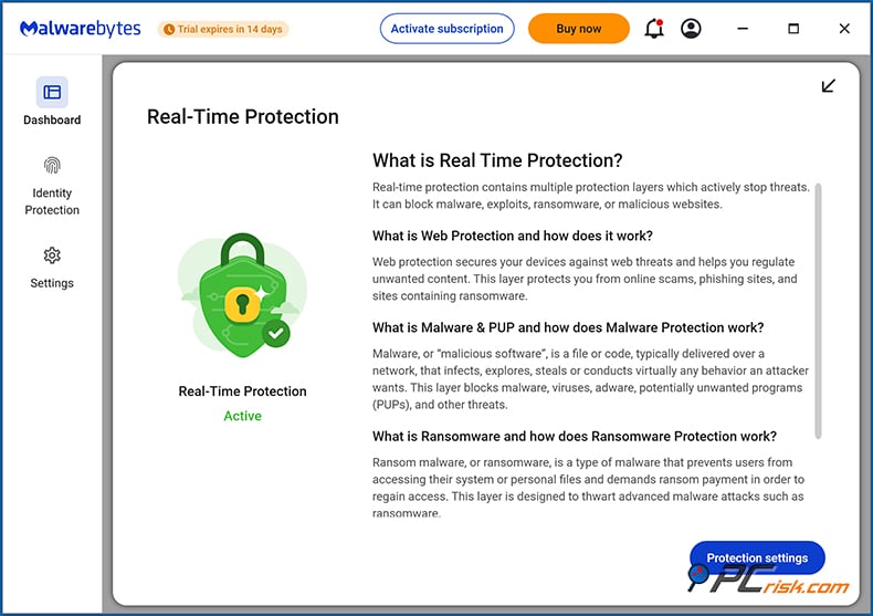 malwarebytes protección en tiempo real