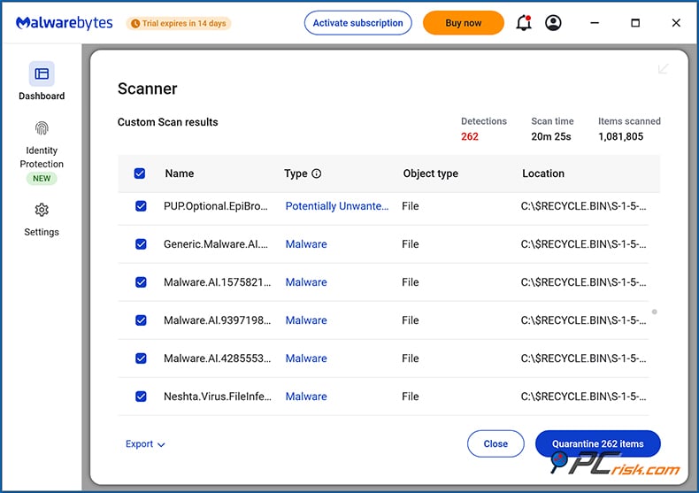 malwarebytes escaneo y limpieza