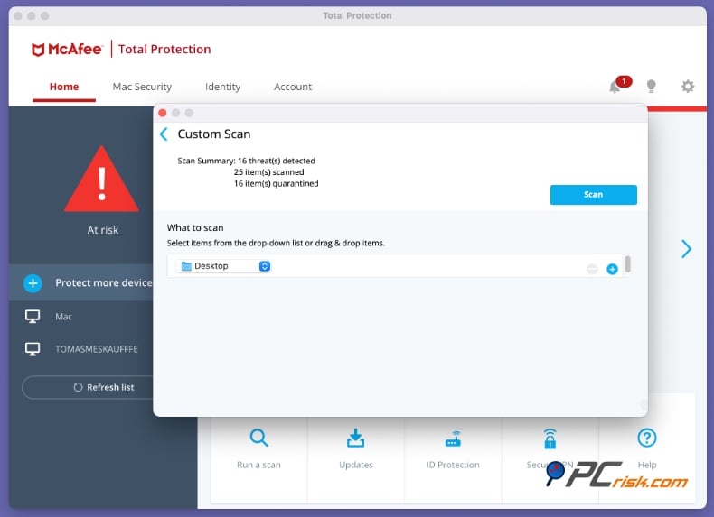 mcafee mac Tasas de detección de versiones