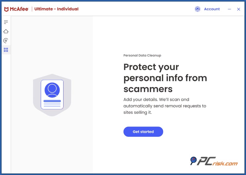 mcafee limpieza de datos personales