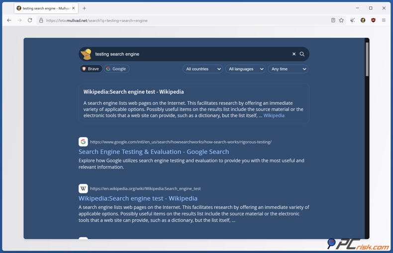 Mullivad Leta motor de búsqueda