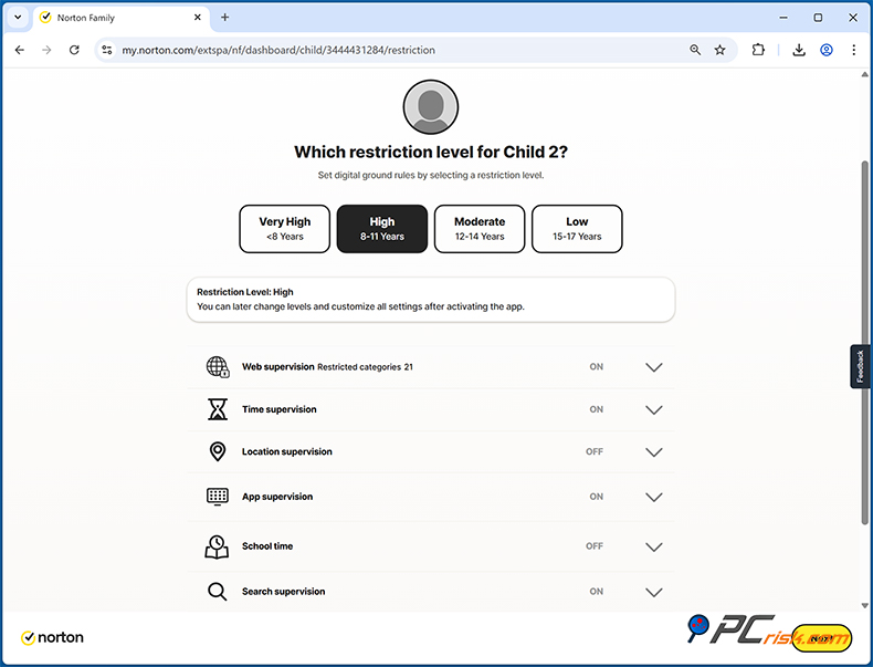 Norton AntiVirus Protección infantil