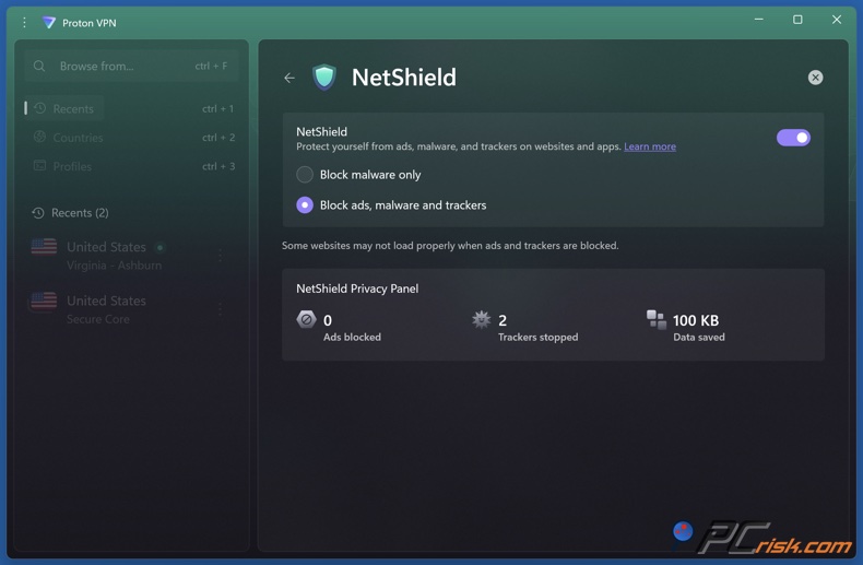 Proton VPN NetShield