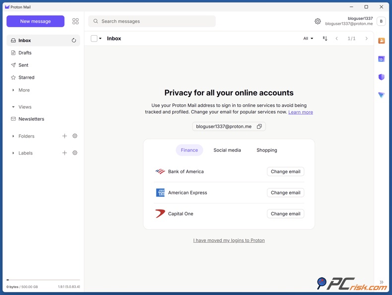 Proton Mail bandeja de entrada