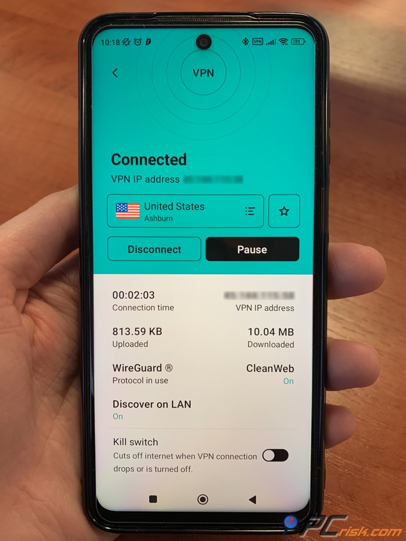 Surfshark para el panel de control de Android