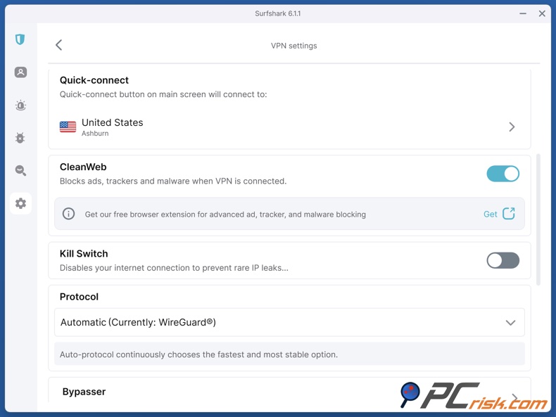 Habilitar CleanWeb en Surfshark VPN