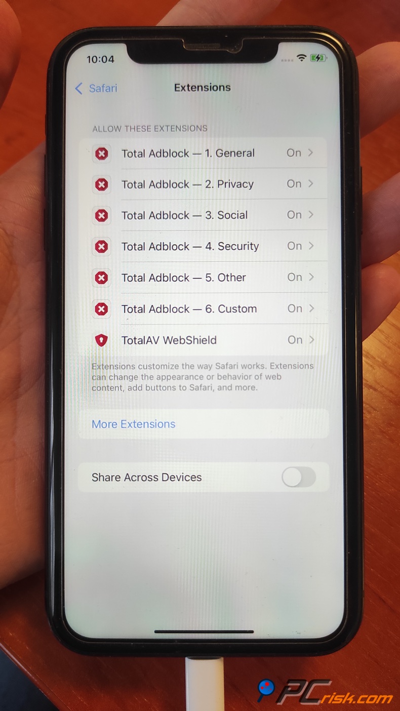 Total Adblock Extensión para Safari en iOS
