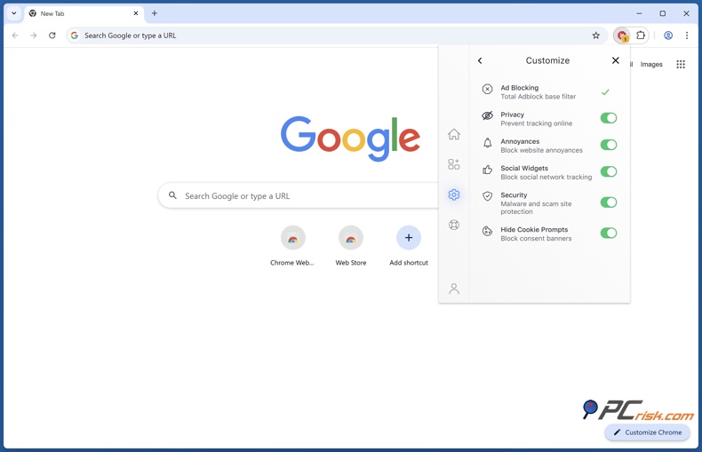 Total Adblock personalización