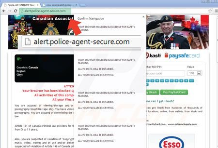 Virus bloqueador de navegadores web usando mensaje de advertencia de la policía cloudfare