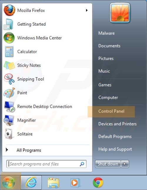 Paso 1 para eliminar Antimalware