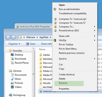 Antivirus Plus 2014 cambiando el nombre del archivo ejecutable