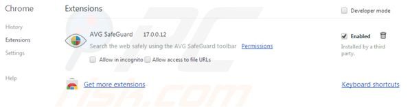 Eliminando AVG search de las extensiones de Google Chrome