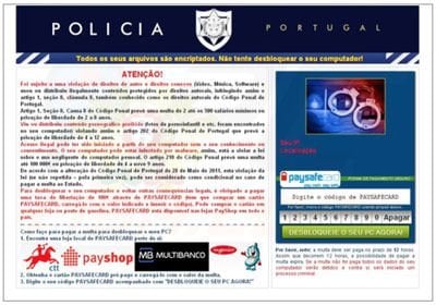 navegador bloqueado Portugal
