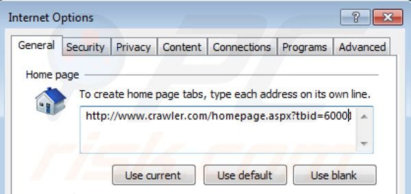 Eliminando crawler.com de la página de inicio de Internet Explorer