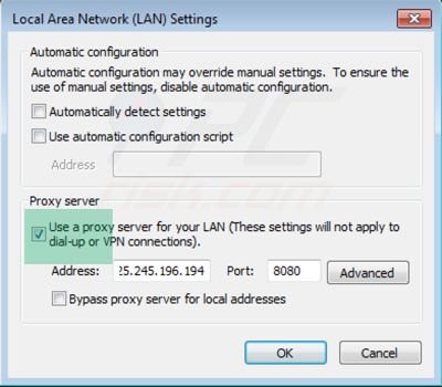 Eliminando la configuración del proxy de Internet Explorer paso 4