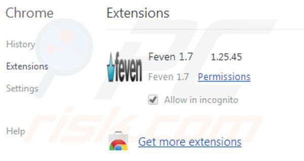 Eliminando los anuncios Feven de Google Chrome paso 2