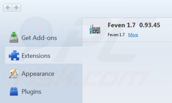Eliminando los anuncios Feven de Mozilla Firefox paso 2
