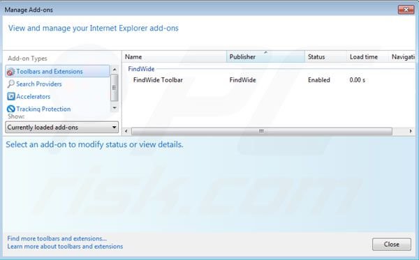 Eliminando search.findwide.com de las extensiones de Internet Explorer