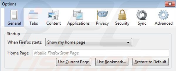 Eliminar Hometab de la página de inicio de Mozilla Firefox