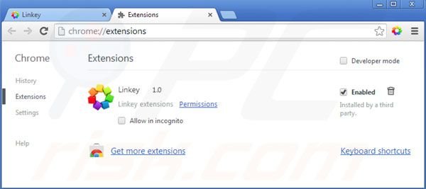 Eliminando linkey de las extensiones de Google Chrome paso 2