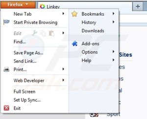 Eliminando Linkey de Mozilla Firefox paso 1