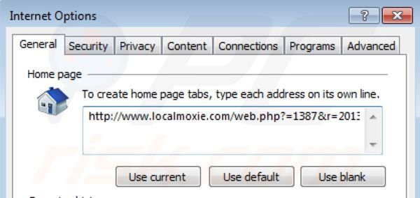 Eliminar Localmoxie de la página de inicio de Internet Explorer