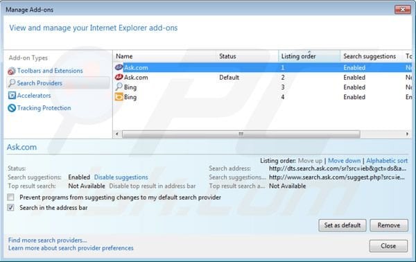 Eliminar Music toolbar del motor de búsqueda por defecto de Internet Explorer