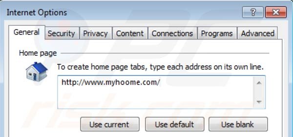 Eliminando Myhoome.com de la página principal de Internet Explorer paso 2
