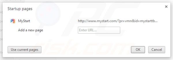 Eliminando mystart.com de la página de inicio de Google Chrome