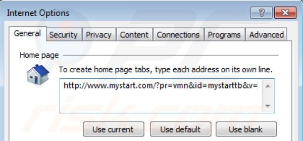 Eliminando mystart.com de la página de inicio de Internet Explorer