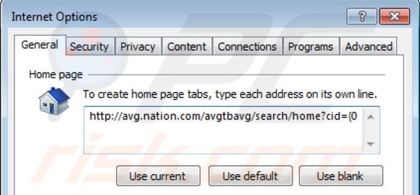 Página de inicio de Nation search en Internet Explorer