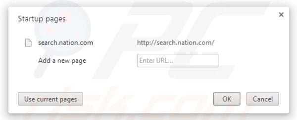Página de inicio Nation search en Google Chrome