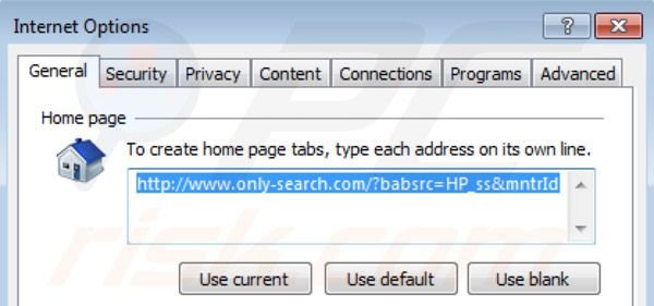 Eliminar Only-search.com de la página de inicio de Internet Explorer