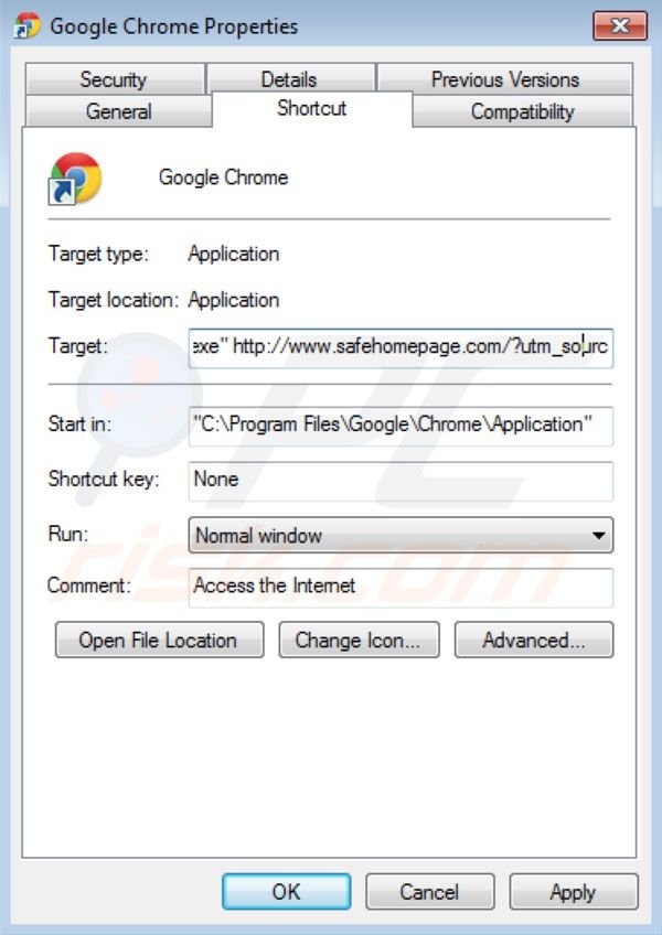 Eliminar Safehomepage de Google Chrome