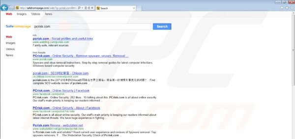 Safehomepage.com virus