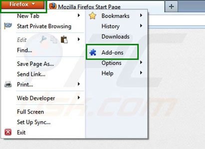 Eliminando Scorpion Saver de las extensiones de Mozilla Firefox paso 1