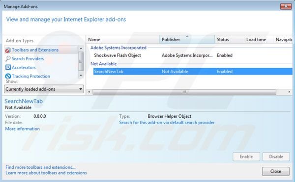 Eliminar el plugin websearch.searchguru.info de las extensiones de Internet Explorer