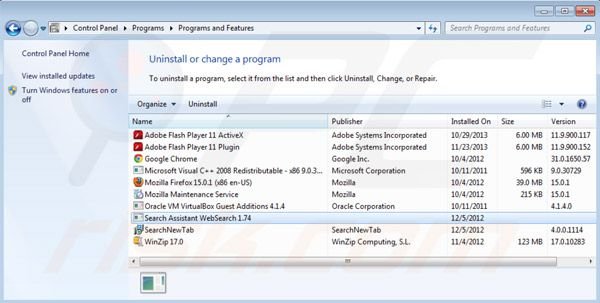 desinstalar websearch.searchguru.info del Panel de control