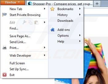 Eliminando Shopper pro de Mozilla Firefox paso 1