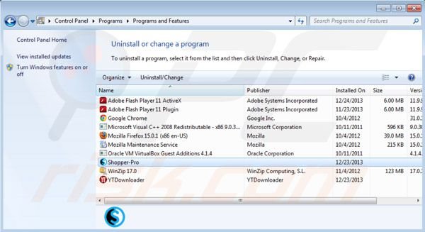 desinstalar Shopper pro del Panel de control